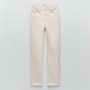 Zara High Rise Straight Ecru Jeans